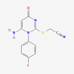 molecular formula C12H9FN4OS B4415310 {[6-amino-1-(4-fluorophenyl)-4-oxo-1,4-dihydro-2-pyrimidinyl]thio}acetonitrile 