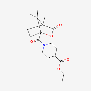 molecular formula C18H27NO5 B4415320 ethyl 1-[(4,7,7-trimethyl-3-oxo-2-oxabicyclo[2.2.1]hept-1-yl)carbonyl]-4-piperidinecarboxylate 