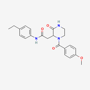 molecular formula C22H25N3O4 B4415322 N-(4-ethylphenyl)-2-[1-(4-methoxybenzoyl)-3-oxo-2-piperazinyl]acetamide 