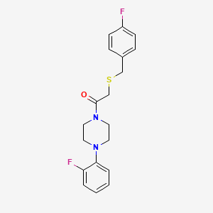 molecular formula C19H20F2N2OS B4415342 1-{[(4-fluorobenzyl)thio]acetyl}-4-(2-fluorophenyl)piperazine 
