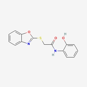 molecular formula C15H12N2O3S B4415343 2-(1,3-benzoxazol-2-ylthio)-N-(2-hydroxyphenyl)acetamide 