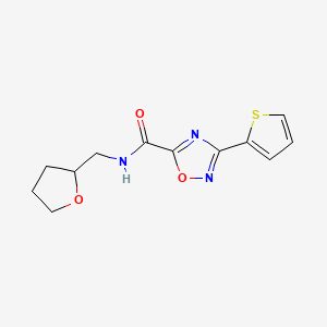 molecular formula C12H13N3O3S B4415382 N-(tetrahydro-2-furanylmethyl)-3-(2-thienyl)-1,2,4-oxadiazole-5-carboxamide 