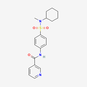 molecular formula C19H23N3O3S B4415393 N-(4-{[cyclohexyl(methyl)amino]sulfonyl}phenyl)nicotinamide 