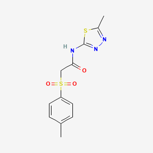 molecular formula C12H13N3O3S2 B4415398 2-[(4-methylphenyl)sulfonyl]-N-(5-methyl-1,3,4-thiadiazol-2-yl)acetamide 