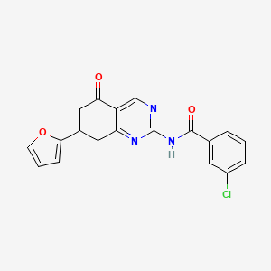 molecular formula C19H14ClN3O3 B4415405 3-chloro-N-[7-(2-furyl)-5-oxo-5,6,7,8-tetrahydro-2-quinazolinyl]benzamide 