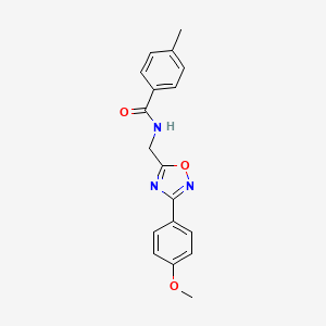 molecular formula C18H17N3O3 B4415409 N-{[3-(4-methoxyphenyl)-1,2,4-oxadiazol-5-yl]methyl}-4-methylbenzamide 