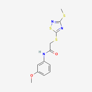 molecular formula C12H13N3O2S3 B4415461 N-(3-methoxyphenyl)-2-{[3-(methylthio)-1,2,4-thiadiazol-5-yl]thio}acetamide 