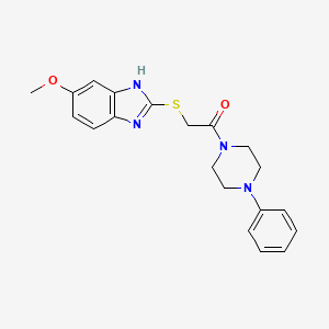 molecular formula C20H22N4O2S B4415472 6-methoxy-2-{[2-oxo-2-(4-phenyl-1-piperazinyl)ethyl]thio}-1H-benzimidazole 