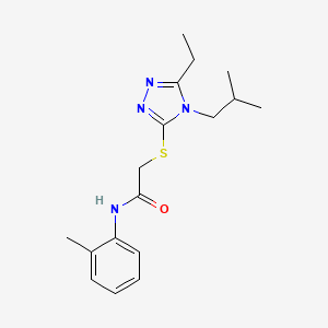 molecular formula C17H24N4OS B4415503 2-[(5-ethyl-4-isobutyl-4H-1,2,4-triazol-3-yl)thio]-N-(2-methylphenyl)acetamide 