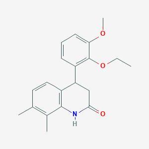 molecular formula C20H23NO3 B4415543 4-(2-ethoxy-3-methoxyphenyl)-7,8-dimethyl-3,4-dihydro-2(1H)-quinolinone 