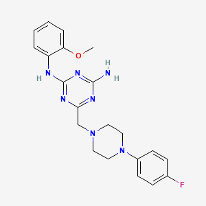 molecular formula C21H24FN7O B4415579 6-{[4-(4-fluorophenyl)-1-piperazinyl]methyl}-N-(2-methoxyphenyl)-1,3,5-triazine-2,4-diamine 