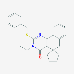 molecular formula C25H26N2OS B441572 2-(benzylsulfanyl)-3-ethyl-3H-spiro[benzo[h]quinazoline-5,1'-cyclopentan]-4(6H)-one CAS No. 316362-61-5