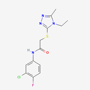 molecular formula C13H14ClFN4OS B4415724 N-(3-chloro-4-fluorophenyl)-2-[(4-ethyl-5-methyl-4H-1,2,4-triazol-3-yl)thio]acetamide 