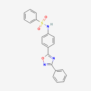 molecular formula C20H15N3O3S B4415735 N-[4-(3-phenyl-1,2,4-oxadiazol-5-yl)phenyl]benzenesulfonamide 