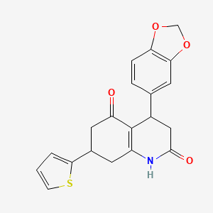 molecular formula C20H17NO4S B4415758 4-(1,3-benzodioxol-5-yl)-7-(2-thienyl)-4,6,7,8-tetrahydro-2,5(1H,3H)-quinolinedione 