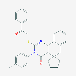 molecular formula C31H28N2O2S B441577 3-(4-methylphenyl)-2-phenacylsulfanylspiro[6H-benzo[h]quinazoline-5,1'-cyclopentane]-4-one CAS No. 337495-81-5