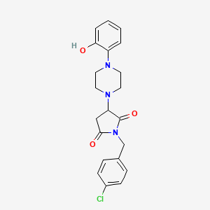 molecular formula C21H22ClN3O3 B4415778 1-(4-chlorobenzyl)-3-[4-(2-hydroxyphenyl)-1-piperazinyl]-2,5-pyrrolidinedione 