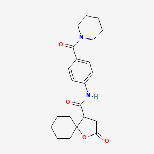 2-oxo-N-[4-(1-piperidinylcarbonyl)phenyl]-1-oxaspiro[4.5]decane-4-carboxamide