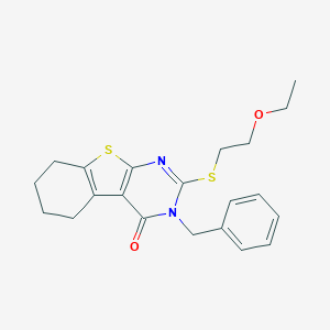 molecular formula C21H24N2O2S2 B441579 3-benzyl-2-[(2-ethoxyethyl)sulfanyl]-5,6,7,8-tetrahydro[1]benzothieno[2,3-d]pyrimidin-4(3H)-one CAS No. 351440-92-1