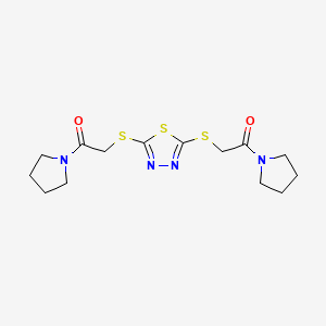 molecular formula C14H20N4O2S3 B4415791 2,5-bis{[2-oxo-2-(1-pyrrolidinyl)ethyl]thio}-1,3,4-thiadiazole 