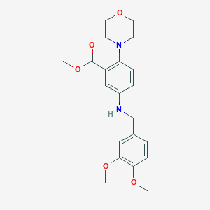 molecular formula C21H26N2O5 B4415857 METHYL 5-{[(3,4-DIMETHOXYPHENYL)METHYL]AMINO}-2-(MORPHOLIN-4-YL)BENZOATE 