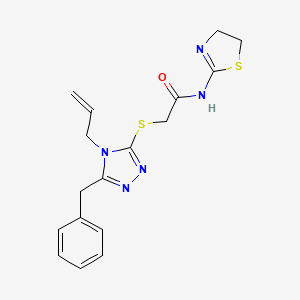 molecular formula C17H19N5OS2 B4415975 2-{[5-benzyl-4-(prop-2-en-1-yl)-4H-1,2,4-triazol-3-yl]sulfanyl}-N-(4,5-dihydro-1,3-thiazol-2-yl)acetamide 