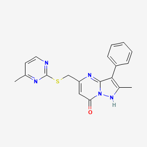 2-methyl-5-{[(4-methylpyrimidin-2-yl)sulfanyl]methyl}-3-phenylpyrazolo[1,5-a]pyrimidin-7(4H)-one