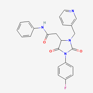 molecular formula C23H19FN4O3 B4416178 2-[1-(4-fluorophenyl)-2,5-dioxo-3-(pyridin-3-ylmethyl)imidazolidin-4-yl]-N-phenylacetamide 