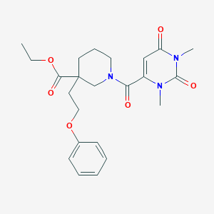 ethyl 1-[(1,3-dimethyl-2,6-dioxo-1,2,3,6-tetrahydro-4-pyrimidinyl)carbonyl]-3-(2-phenoxyethyl)-3-piperidinecarboxylate