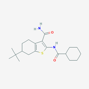 molecular formula C20H30N2O2S B441641 6-(tert-Butyl)-2-(cyclohexanecarboxamido)-4,5,6,7-tetrahydrobenzo[b]thiophene-3-carboxamide CAS No. 353788-95-1