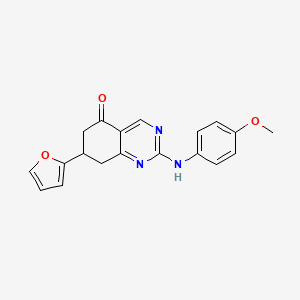 molecular formula C19H17N3O3 B4416524 7-(2-furyl)-2-[(4-methoxyphenyl)amino]-7,8-dihydro-5(6H)-quinazolinone 