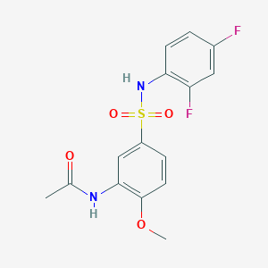 molecular formula C15H14F2N2O4S B4416804 N-(5-{[(2,4-difluorophenyl)amino]sulfonyl}-2-methoxyphenyl)acetamide 