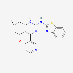 molecular formula C22H21N5OS B4416812 2-(1,3-benzothiazol-2-ylamino)-7,7-dimethyl-4-(pyridin-3-yl)-4,6,7,8-tetrahydroquinazolin-5(1H)-one 