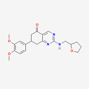 molecular formula C21H25N3O4 B4416843 7-(3,4-dimethoxyphenyl)-2-[(tetrahydrofuran-2-ylmethyl)amino]-7,8-dihydroquinazolin-5(6H)-one 