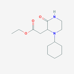 molecular formula C14H24N2O3 B4417100 Ethyl 2-(1-cyclohexyl-3-oxopiperazin-2-yl)acetate 