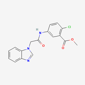 molecular formula C17H14ClN3O3 B4417198 methyl 5-[(1H-benzimidazol-1-ylacetyl)amino]-2-chlorobenzoate 