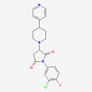 molecular formula C20H19ClFN3O2 B4417268 1-(3-Chloro-4-fluorophenyl)-3-[4-(pyridin-4-yl)piperidin-1-yl]pyrrolidine-2,5-dione 