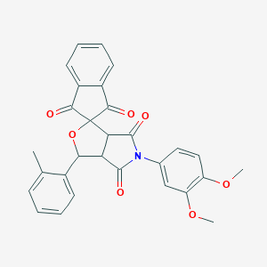molecular formula C29H23NO7 B441737 5-(3,4-dimethoxyphenyl)-1-(2-methylphenyl)spiro[3a,6a-dihydro-1H-furo[3,4-c]pyrrole-3,2'-indene]-1',3',4,6-tetrone CAS No. 345951-19-1