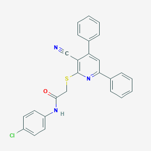 molecular formula C26H18ClN3OS B441749 N-(4-Chloro-phenyl)-2-(3-cyano-4,6-diphenyl-pyridin-2-ylsulfanyl)-acetamide CAS No. 332100-26-2