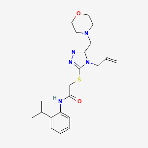 molecular formula C21H29N5O2S B4417786 2-[[5-(morpholin-4-ylmethyl)-4-prop-2-enyl-1,2,4-triazol-3-yl]sulfanyl]-N-(2-propan-2-ylphenyl)acetamide 