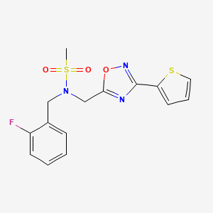 molecular formula C15H14FN3O3S2 B4417877 N-[(2-FLUOROPHENYL)METHYL]-N-{[3-(THIOPHEN-2-YL)-1,2,4-OXADIAZOL-5-YL]METHYL}METHANESULFONAMIDE 