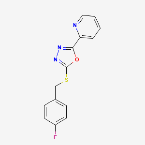 molecular formula C14H10FN3OS B4417962 2-{5-[(4-fluorobenzyl)thio]-1,3,4-oxadiazol-2-yl}pyridine 