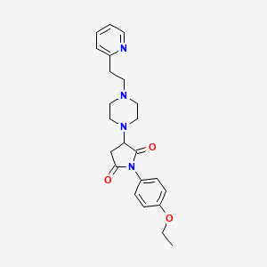 molecular formula C23H28N4O3 B4418112 1-(4-Ethoxyphenyl)-3-{4-[2-(pyridin-2-yl)ethyl]piperazin-1-yl}pyrrolidine-2,5-dione 