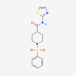 molecular formula C15H17N3O3S2 B4418189 1-(benzenesulfonyl)-N-(1,3-thiazol-2-yl)piperidine-4-carboxamide 