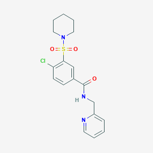 molecular formula C18H20ClN3O3S B4418264 4-chloro-3-(piperidin-1-ylsulfonyl)-N-(pyridin-2-ylmethyl)benzamide 