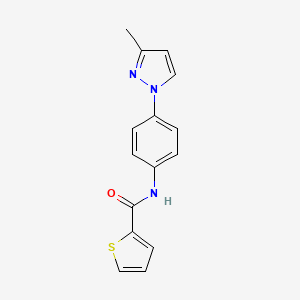 molecular formula C15H13N3OS B4418343 N-[4-(3-methyl-1H-pyrazol-1-yl)phenyl]thiophene-2-carboxamide 