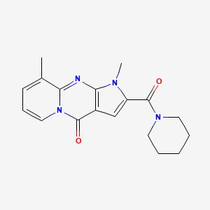 molecular formula C18H20N4O2 B4418356 6,10-dimethyl-5-(piperidine-1-carbonyl)-1,6,8-triazatricyclo[7.4.0.03,7]trideca-3(7),4,8,10,12-pentaen-2-one 