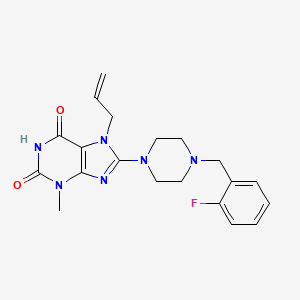 molecular formula C20H23FN6O2 B4418411 7-allyl-8-(4-(2-fluorobenzyl)piperazin-1-yl)-3-methyl-1H-purine-2,6(3H,7H)-dione 