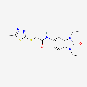 molecular formula C16H19N5O2S2 B4418448 N-(1,3-diethyl-2-oxo-2,3-dihydro-1H-benzimidazol-5-yl)-2-[(5-methyl-1,3,4-thiadiazol-2-yl)thio]acetamide 