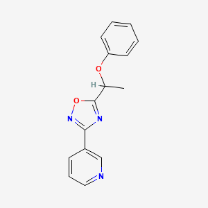 molecular formula C15H13N3O2 B4418459 5-(1-Phenoxyethyl)-3-(3-pyridyl)-1,2,4-oxadiazole 